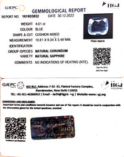 4.01/CT Natural Blue Sapphire with Govt Lab Certificate-BLUSA9U